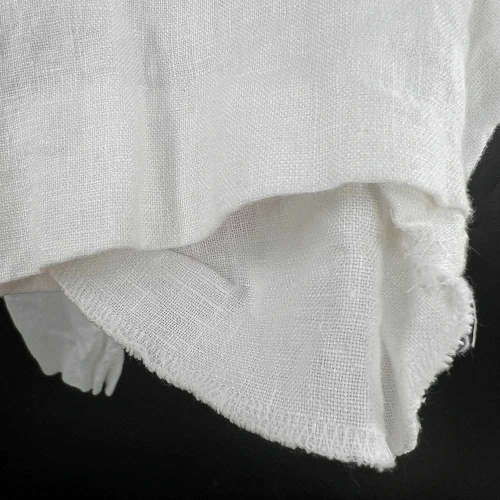 Zara 100% linen white pants tapered leg coastal grandma natural boho casual‎ L